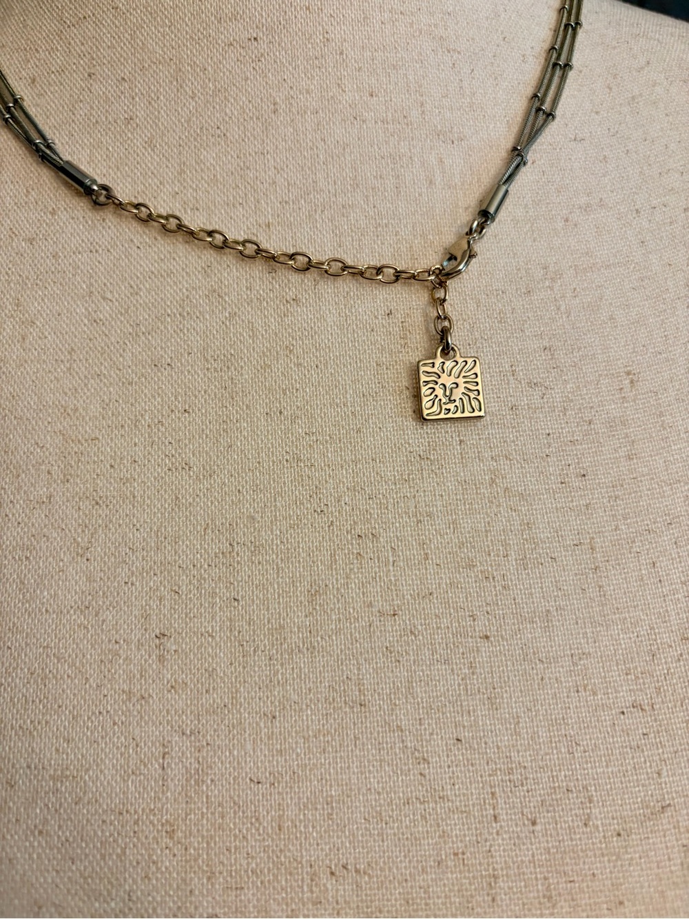 Anne Klein Multi-Strand Necklace with Black and Clear Discs - Picture 3 of 4